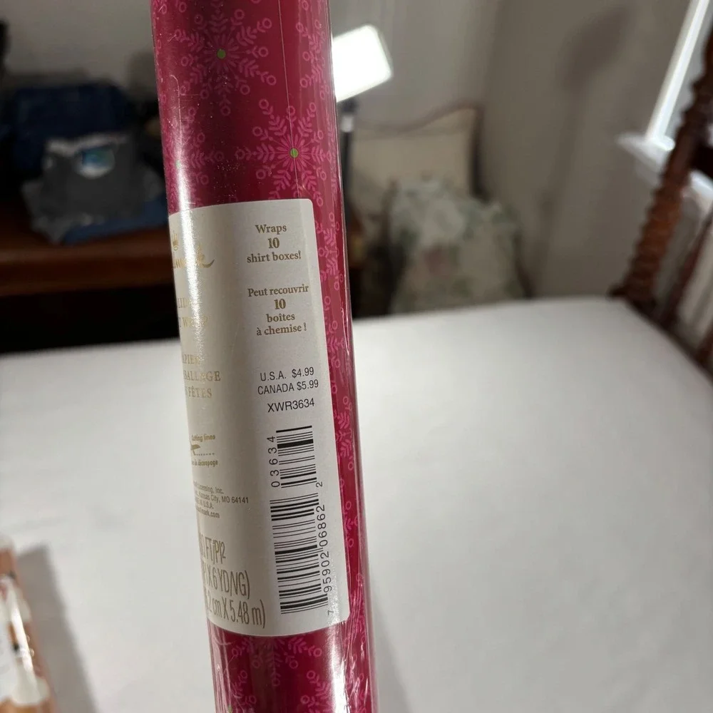 Hallmark Sleigh Hill Gift Wrap Bundle 4 Rolls Red Plaid Snowman New Heavyweight